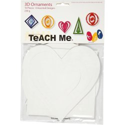 3D oph&aelig;ng, H: 18+22+24 cm, B: 15+18+22 cm, 230 g, hvid, 16 stk./ 1 pk.