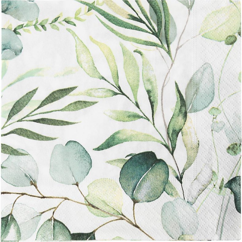 Servietter, Eukalyptus blade, str. 33 x 33 cm, 20 stk./ 1 pk.