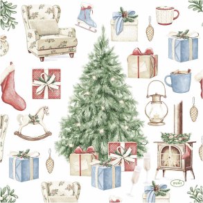 Servietter, Juletræ med gaver, str. 33x33 cm, 20 stk./ 1 pk.