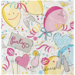 Servietter, ballonfest, str. 33x33 cm, 20 stk./ 1 pk.