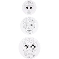 Uro med motiv, diam. 12+15+18 cm, 300 g, hvid, 3 s&aelig;t/ 1 pk.