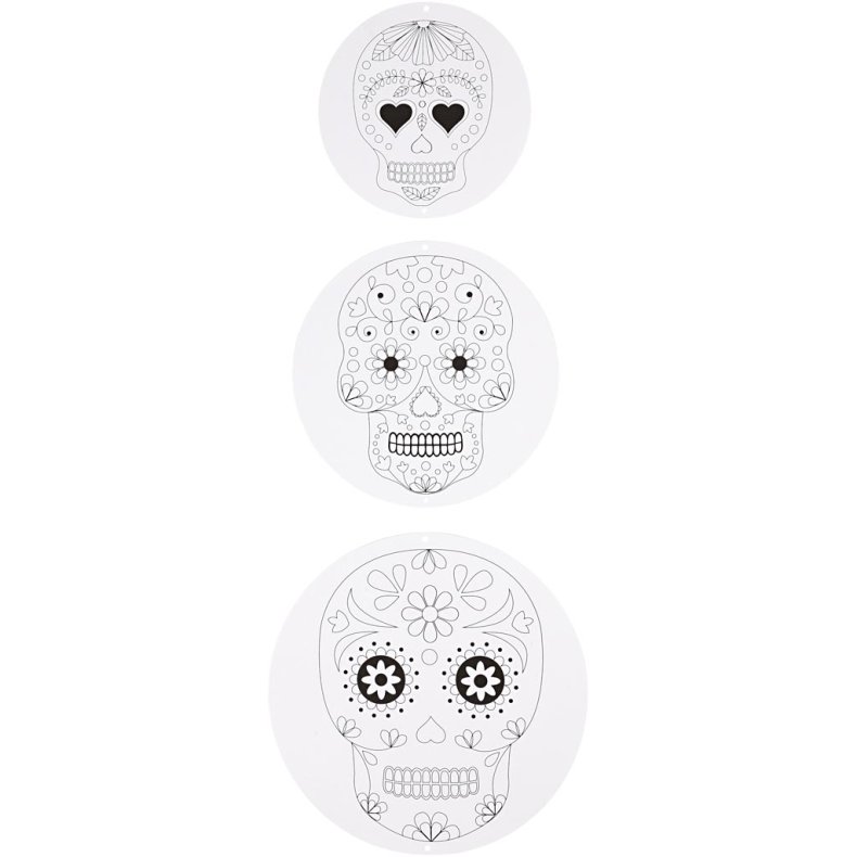 Uro med motiv, diam. 12+15+18 cm, 300 g, hvid, 3 s&aelig;t/ 1 pk.