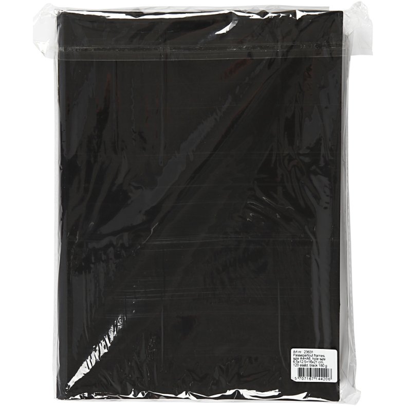 Passepartoutrammer, str. A4+A6, 180 g, sort, 2x60 stk./ 1 pk.
