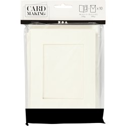 Passepartoutkort med kuvert, rektangul&aelig;r, kort str. 10,5x15 cm, kuvert str. 11,5x16,5 cm, r&aring;hvid, 10 s&aelig;t/ 1 pk.