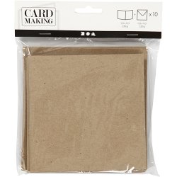 Brevkort med kuvert, kort str. 12,5x12,5 cm, kuvert str. 13,5x13,5 cm, natur, 10 s&aelig;t/ 1 pk.