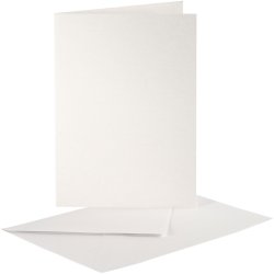 Perlemorskort og kuvert, kort str. 10,5x15 cm, kuvert str. 11,5x16,5 cm, creme, 10 s&aelig;t/ 1 pk.