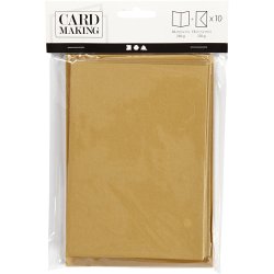 Perlemorskort og kuvert, kort str. 10,5x15 cm, kuvert str. 11,5x16,5 cm, guld, 10 s&aelig;t/ 1 pk.
