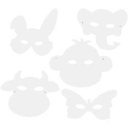 Dyremasker, H: 13-24 cm, B: 20-28 cm, 230 g, hvid, 100 stk./ 1 pk.