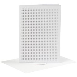 Kort til broderi, kort str. 10,5x15 cm, kuvert str. 11,5x16,5 cm, hvid, 6 s&aelig;t/ 1 pk.