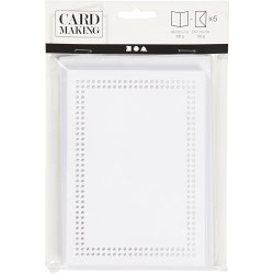 Kort til broderi, kort str. 10,5x15 cm, kuvert str. 11,5x16,5 cm, hvid, 6 s&aelig;t/ 1 pk.