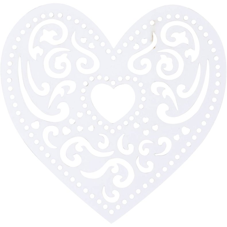Filigranhjerte, B: 7,5 cm, 250 g, hvid, 18 stk./ 1 pk.