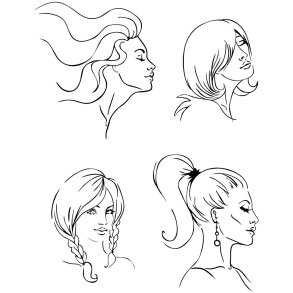 Silikonestempler, frisurer, ark 11x15,5 cm, 1 ark