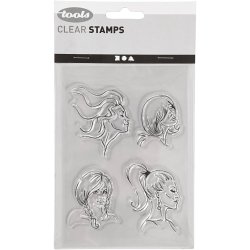 Silikonestempler, frisurer, ark 11x15,5 cm, 1 ark