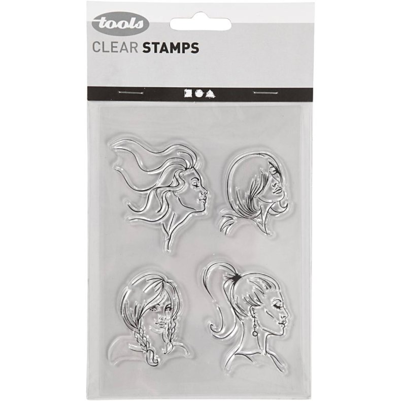 Silikonestempler, frisurer, ark 11x15,5 cm, 1 ark