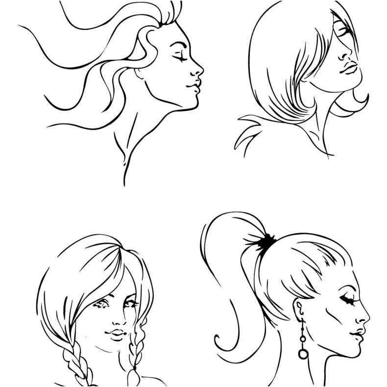 Silikonestempler, frisurer, ark 11x15,5 cm, 1 ark