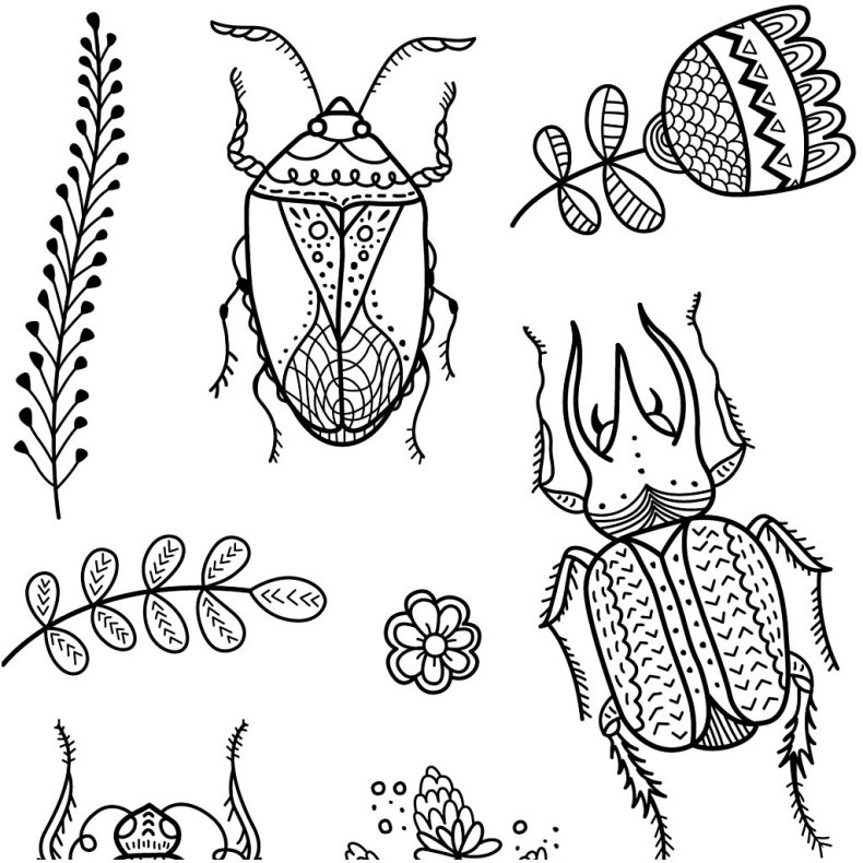 Silikonestempler, insekter, ark 11x15,5 cm, 1 ark