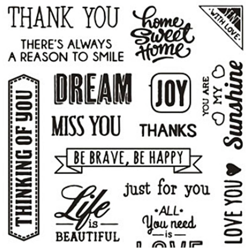 Silikonestempler, engelske ord, ark 11x15,5 cm, 1 ark