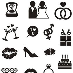 Silikonestempler, bryllup, ark 11x15,5 cm, 1 ark