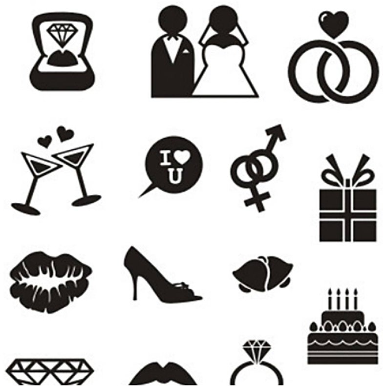 Silikonestempler, bryllup, ark 11x15,5 cm, 1 ark