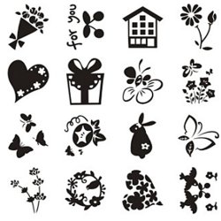 Silikonestempler, sm&aring; s&oslash;de hilsener, ark 11x15,5 cm, 1 ark