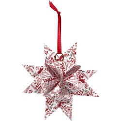 Stjernestrimler, L: 44+78 cm, B: 15+25 mm, diam. 6,5+11,5 cm, r&oslash;d, hvid, 48 strimler/ 1 pk.