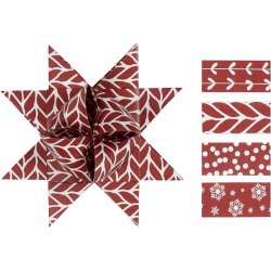 Stjernestrimler, L: 44+78 cm, diam. 6,5+11,5 cm, B: 15+25 mm, r&oslash;d, hvid, 60 strimler/ 1 pk.