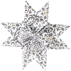 Stjernestrimler, L: 44+78 cm, diam. 6,5+11,5 cm, B: 15+25 mm, guld, hvid, 48 strimler/ 1 pk.