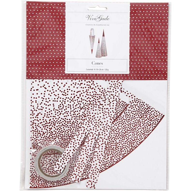 Kr&aelig;mmerhuse , H: 18+28 cm, 120 g, r&oslash;d, hvid, 3 stk./ 1 pk.