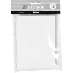 3D skumark, A6, ark 105x148 mm, tykkelse 2 mm, hvid, 5 ark/ 1 pk.