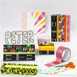 Gaffatape, M&oslash;nstret, B: 48 mm, ass. farver, 12x5 m/ 1 pk.