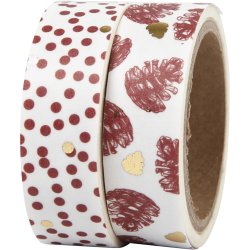 Masking Tape, kogler og prikker - folie, B: 15 mm, 2x4 m/ 1 pk.