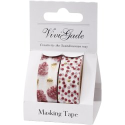 Masking Tape, kogler og prikker - folie, B: 15 mm, 2x4 m/ 1 pk.