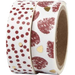 Masking Tape, kogler og prikker - folie, B: 15 mm, 2x4 m/ 1 pk.
