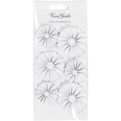 Rosetter, diam. 35+50 mm, hvid glitter, 6 stk./ 1 pk.