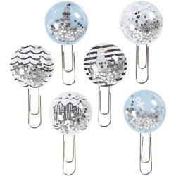 Shaker clips, L: 49 mm, diam. 25 mm, sort, bl&aring;, gr&aring;, hvid, 6 stk./ 1 pk.