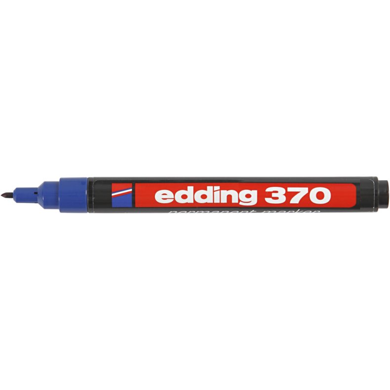 Edding 370 Tusch, streg 1 mm, bl&aring;, 1 stk.