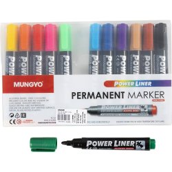 Permanent marker, streg 1,5-3 mm, ass. farver, 12 stk./ 1 pk.
