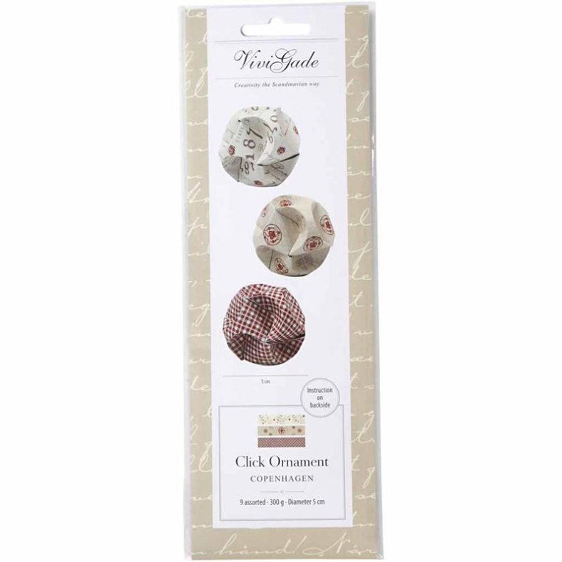 Click ornamenter, diam. 5 cm, str. 3,5x8,8 cm, 9 s&aelig;t/ 1 pk.