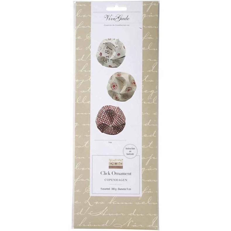 Click ornamenter, diam. 9 cm, str. 5,5x28,4 cm, 9 s&aelig;t/ 1 pk.