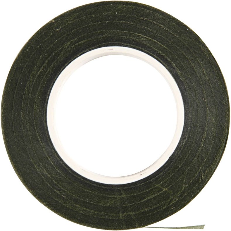 Blomstertape, B: 12 mm, m&oslash;rk gr&oslash;n, 27 m/ 1 rl.