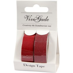 Designtape, B: 15 mm, r&oslash;d, 2 rl./ 1 pk.