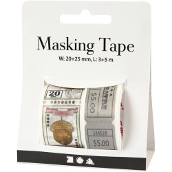 Masking Tape, Billet- og naturmotiver, L: 3+5 M, B: 20+25 mm, 2 rl./ 1 pk.