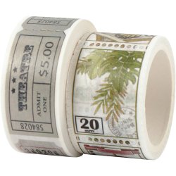 Masking Tape, Billet- og naturmotiver, L: 3+5 M, B: 20+25 mm, 2 rl./ 1 pk.
