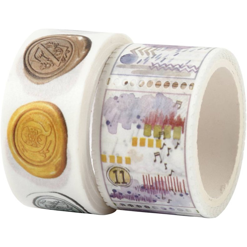 Masking Tape, Segl- og landskabsmotiver, L: 3+5 M, B: 20+25 mm, 2 rl./ 1 pk.