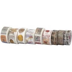 Masking Tape, L: 3+5 M, B: 15+25 mm, 9 rl./ 1 pk.