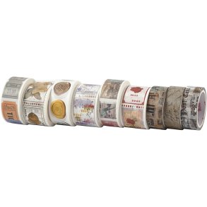 Masking Tape, L: 3+5 M, B: 15+25 mm, 9 rl./ 1 pk.
