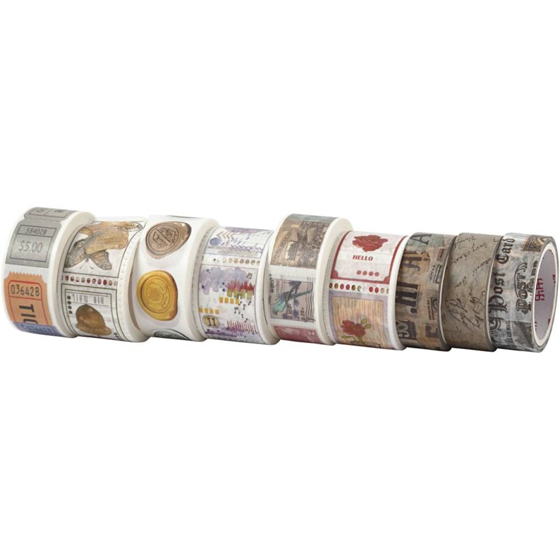 Masking Tape, L: 3+5 m, B: 15+25 mm, 9rl./ 1 pk.