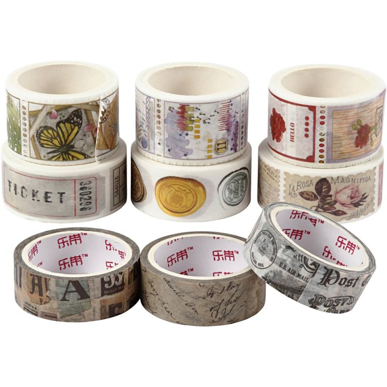 Masking Tape, L: 3+5 M, B: 15+25 mm, 9 rl./ 1 pk.