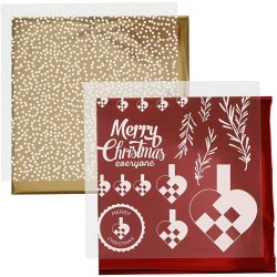 Dekorationsfolie og design limark, flettehjerter, ark 15x15 cm, guld, r&oslash;d, hvid, 4 ark/ 1 pk.