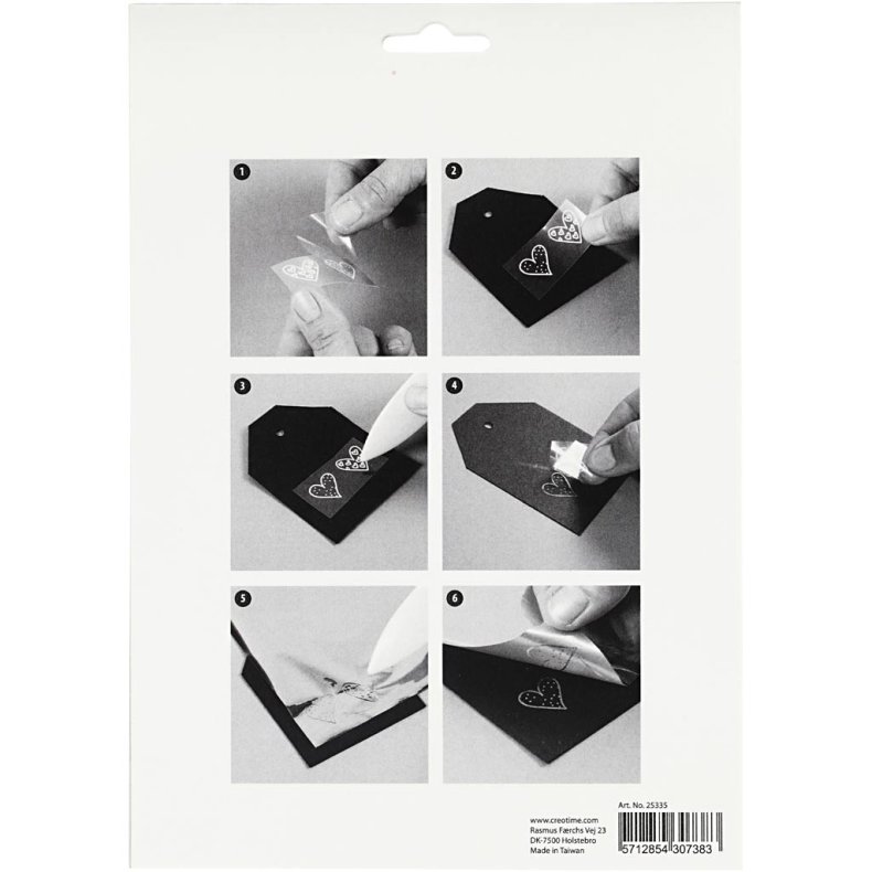 Dekorationsfolie og design limark, blomster, ark 15x15 cm, rosa, s&oslash;lv, 4 ark/ 1 pk.